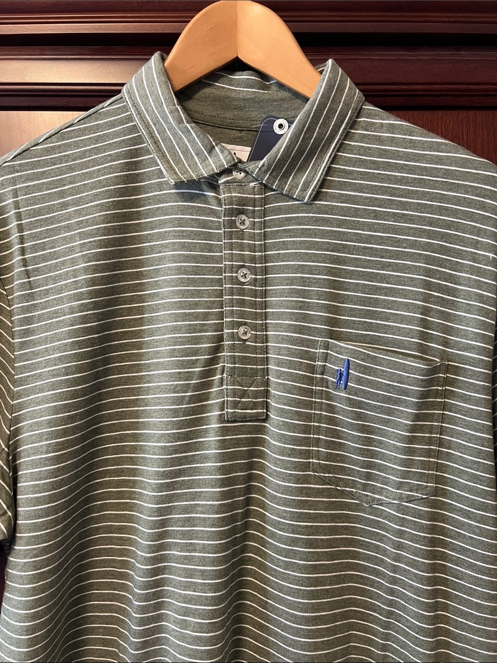 Brand New Johnnie-O Santa Monica Gray striped Cotton blend Stretch Golf ⛳️ Polo
